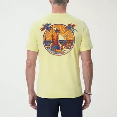 Izod Saltwater Soft Wash Mens Crew Neck Short Sleeve Classic Fit Graphic T-shirt In Yellow