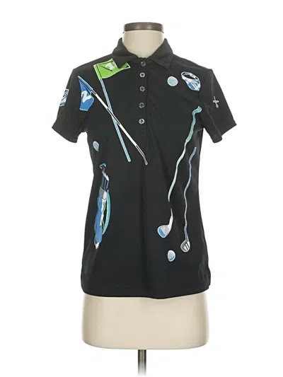 Pre-owned Izod Short Sleeve Blouse In Black