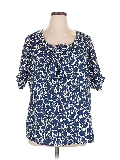Pre-owned Izod Short Sleeve Blouse In Blue