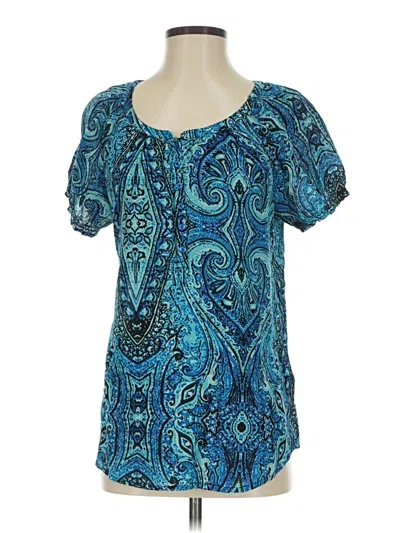 Pre-owned Izod Short Sleeve Blouse In Blue
