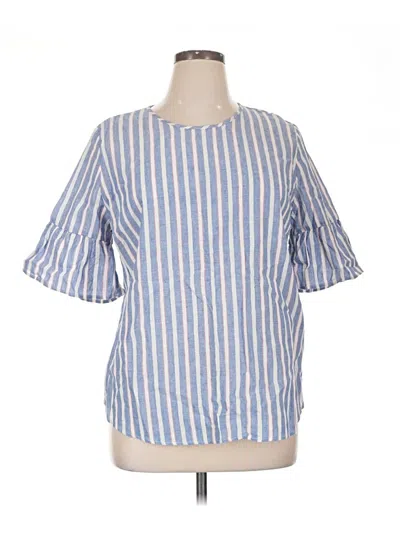 Pre-owned Izod Short Sleeve Blouse In Blue