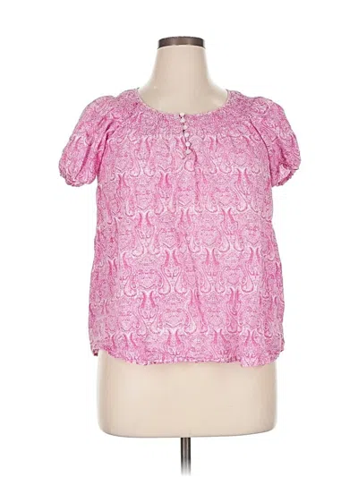 Pre-owned Izod Short Sleeve Blouse In Pink