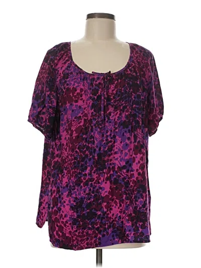 Pre-owned Izod Short Sleeve Blouse In Purple