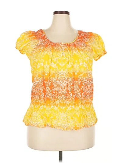 Pre-owned Izod Short Sleeve Blouse In Yellow