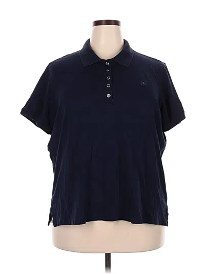 Pre-owned Izod Short Sleeve Top Blue Collared Neckline Tops