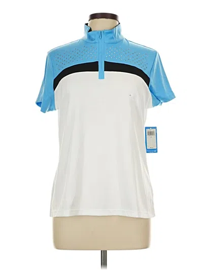 Izod Short Sleeve Top Blue Mock Neckline Tops In Multi