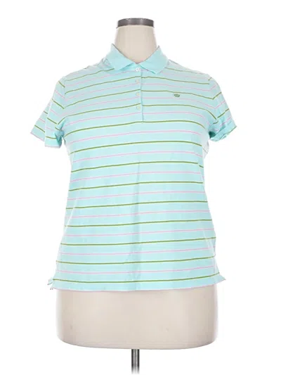Pre-owned Izod Short Sleeve Top Green Collared Neckline Tops