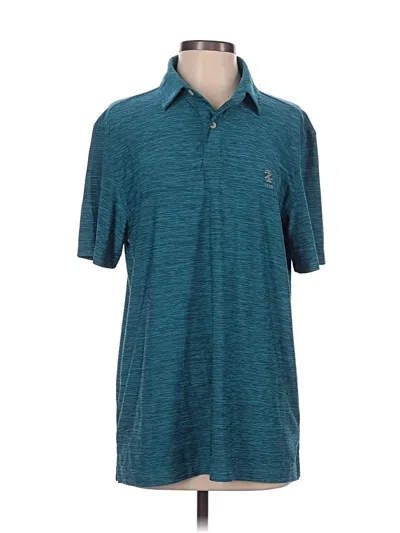Pre-owned Izod Short Sleeve Top Teal Collared Neckline Tops In Blue