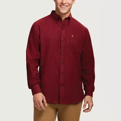 Izod Stratton Mens Long Sleeve Stretch Fabric Classic Fit Flannel Shirt In Red