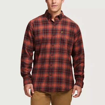 Izod Stratton Mens Long Sleeve Stretch Fabric Classic Fit Flannel Shirt In Red