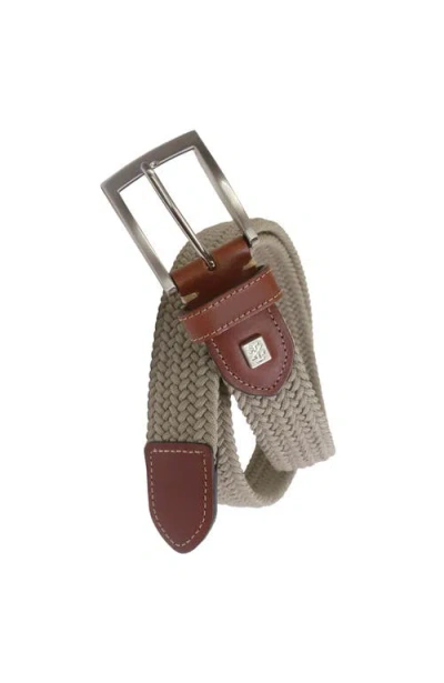 Izod Stretch Braid With Full Grain Leather Tips In Gray