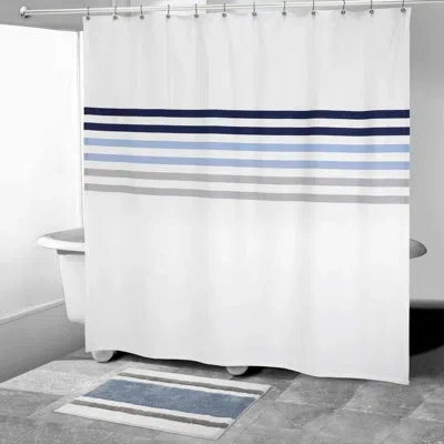 Izod Striped Shower Curtain In Blue;white;gray