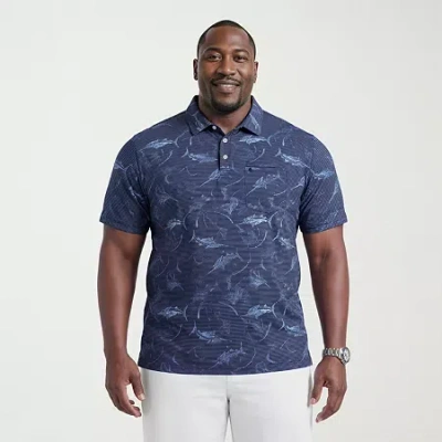 Izod Sunshield Performance Big And Tall Mens Classic Fit Short Sleeve Polo Shirt In Blue