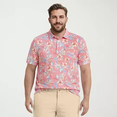 Izod Sunshield Performance Big And Tall Mens Classic Fit Short Sleeve Polo Shirt In Pink