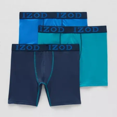 Izod Super Soft Mens 3 Pack Boxer Briefs Izm243vb41 In Blue