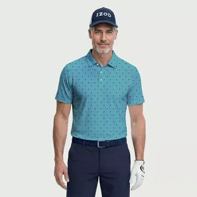 Izod Swingflex Elite Fashion Print Mens Classic Fit Short Sleeve Polo Shirt In Blue