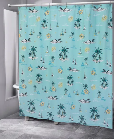 Izod Tropical Mode Shower Curtain, 72" X 72" In Aqua