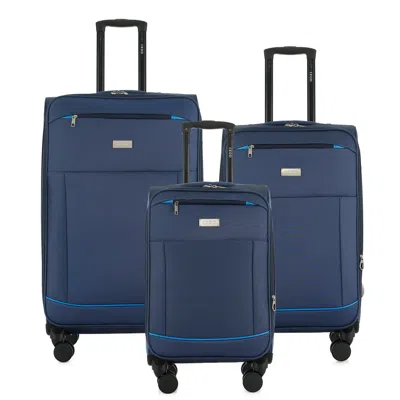 Izod Vela 3-piece Lightweight Expandable Softside Luggage Set In Blue