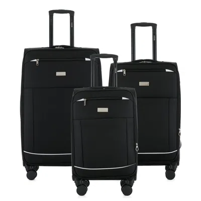 Izod Vela 3-piece Softside Luggage Set - Lightweight Expandable Spinner Suitcases In Black