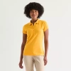 Izod Womens Juniors Short Sleeve Polo Shirt In Yellow