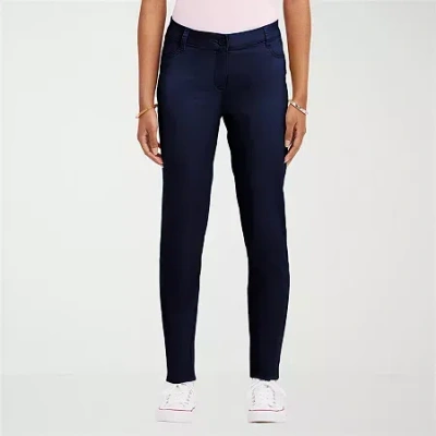 Izod Womens Juniors Straight Flat Front Pant In Blue