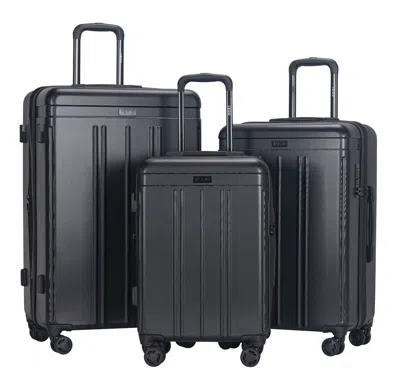 Izod Zoe 3-piece Lightweight Expandable Hardside Luggage Set In Black