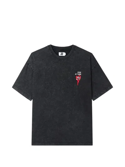 Izzue Acid-wash Graphic-print T-shirt In Gray