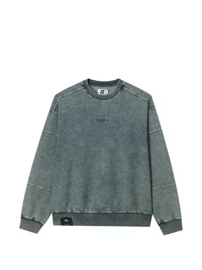 Izzue Acid-wash Panelled Sweater In Green