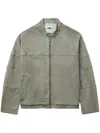 Izzue Band-collar Cotton Jacket In Neutrals