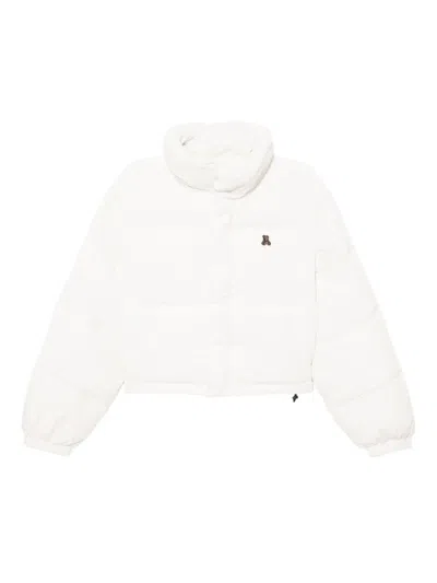 Izzue Bear-embroidered Puffer Jacket In White