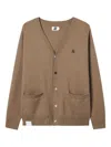 Izzue Bear-logo Patch Pocket Cardigan In Brown