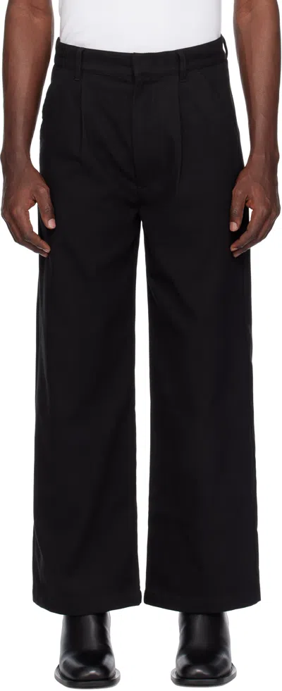 Izzue Black Relaxed Fit Twill Pants In Bkx