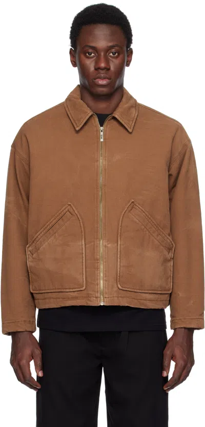 Izzue Brown Washed Zip-up Jacket In Bgt