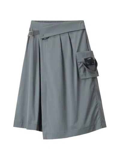 Izzue Buckle-detail Midi Skirt In Gray