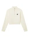 Izzue Cat-embroidered Half-zip Sweater In Neutral