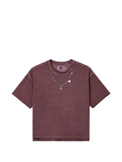 Izzue Chain-detail T-shirt In Burgundy