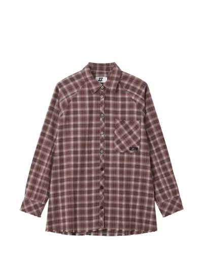 Izzue Check Frayed-edge Shirt In Brown