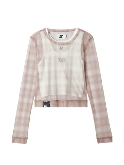 Izzue Check Long-sleeve T-shirt In Pink