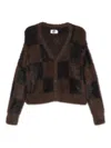Izzue Checked Cardigan In Brown