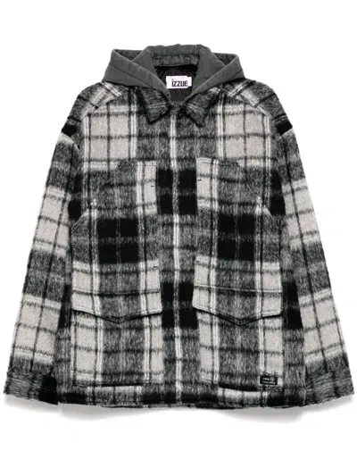 Izzue Checked Hooded Jacket In Black