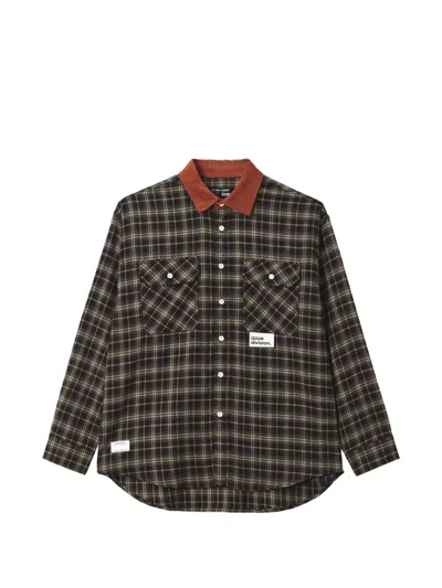 Izzue Check-pattern Corduroy-collar Shirt In Brown