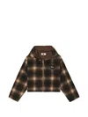 Izzue Check-pattern Heart-patch Cropped Jacket In Brown