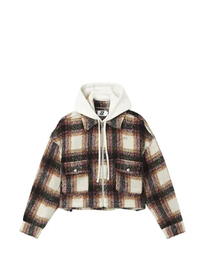 Izzue Check-pattern Hooded Jacket In Neutrals