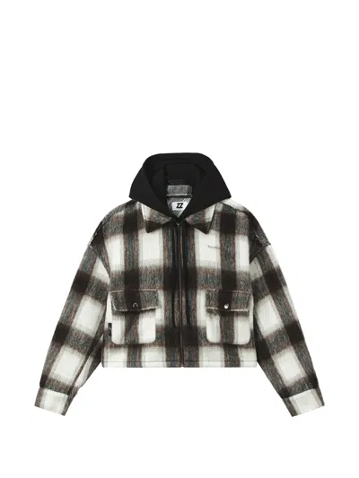 Izzue Check-pattern Hooded Jacket In White