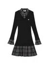 Izzue Check-pattern Pleated Dress In Blue