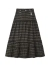 Izzue Check-pattern Tiered Maxi Skirt In Black