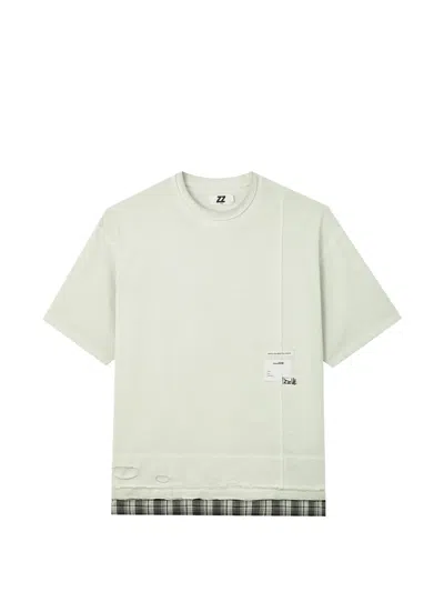 Izzue Check-trim Distressed T-shirt In Gray