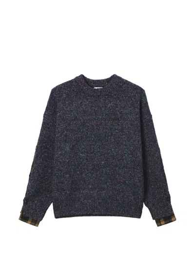 Izzue Check-trim Layered-effect Sweater In Blue
