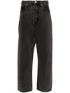 Izzue Drop-crotch Logo-plaque Jeans In Black