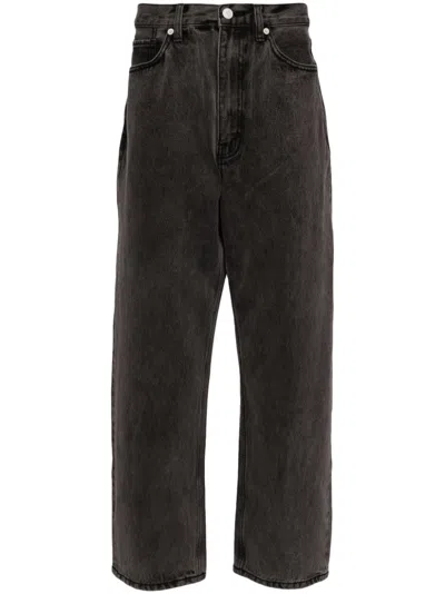 Izzue Drop-crotch Logo-plaque Jeans In Grey
